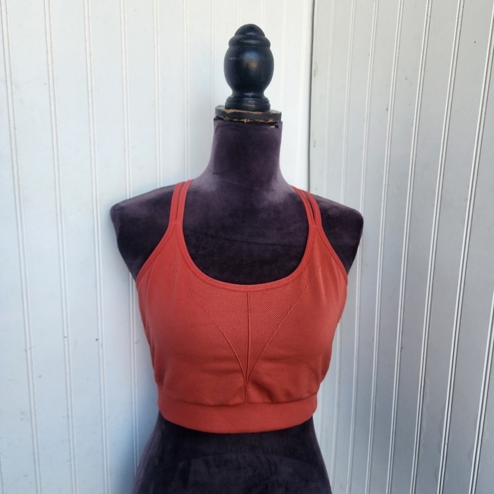 Soma Sport Seamless Strappy Back Bra Rust Orange Removable Pads Activewear XL